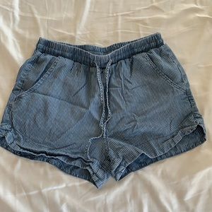 blue and white loose fitted shorts